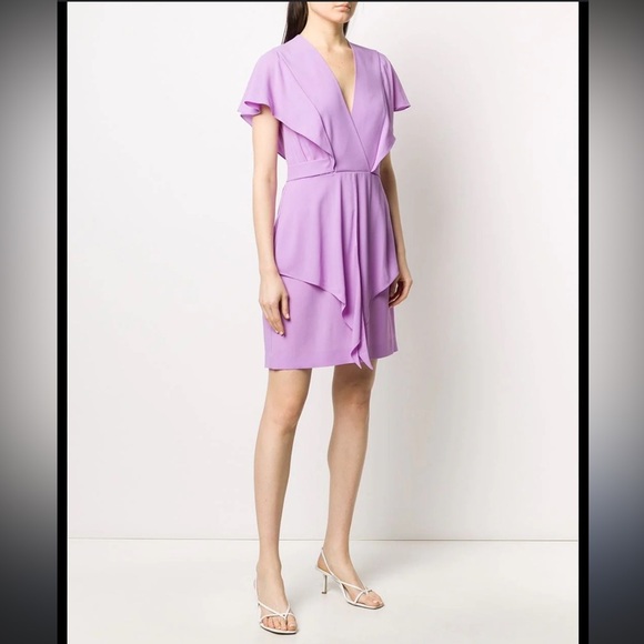 Stella McCartney V Neck Tie Waist Dress Lavender 40 Medium - Picture 1 of 11